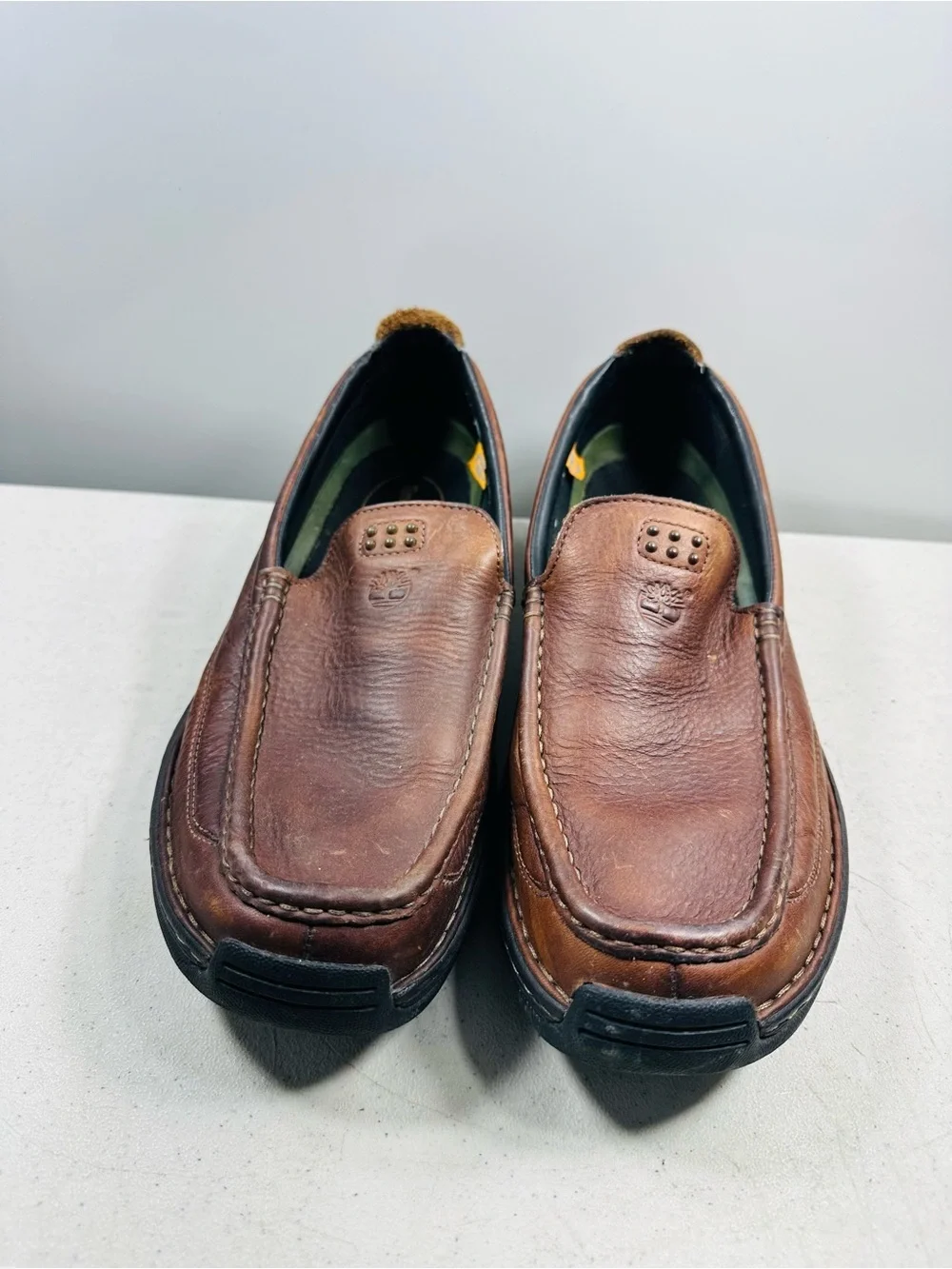 Timberland Pebbled Leather Slip On Loafer Shoe Mens Size 9,5 Brown